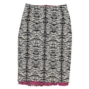 BLISS Size 8 Black Zebra Print Pink Pencil Skirt Hem Cotton Y2K VTG